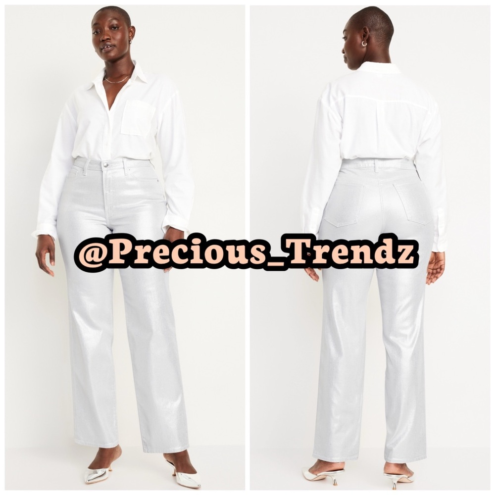 📦 Old Navy High-Waisted Silver Shine OG Loose Jeans Women’s Size 4